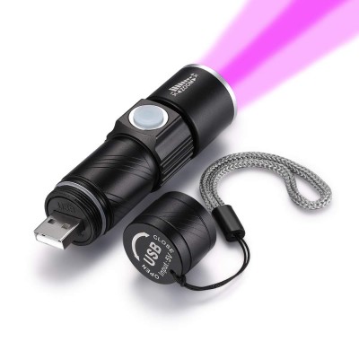 New Design Portable Zoomable Jade Detect Mini High Power USB Rechargeable Led UV 395NM Flashlight