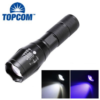 White and UV 395nm Dual Light Source Purple Light High Power UV Led Flashlight for Scorpions