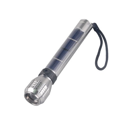 Wholesale Zoom Tactical Solar Power bank USB LED Flashlight Long Distance Hand Torch Light